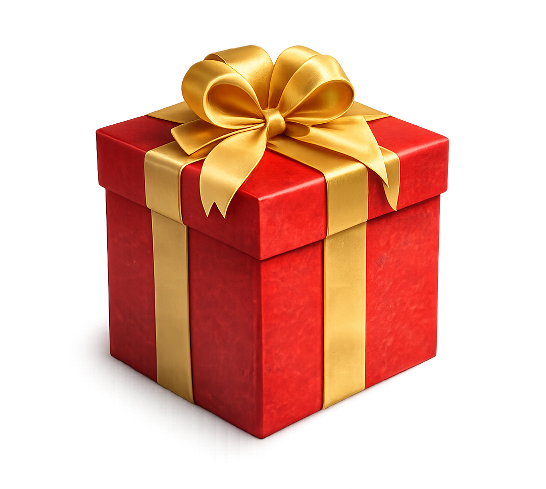 Coffret cadeau Chrono Party avec paquet cadeau rouge et ruban doré
